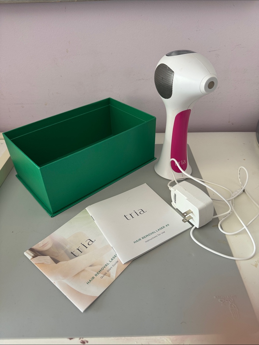 Tria Hair Removal Laser 4X Handheld Device - White and Pink